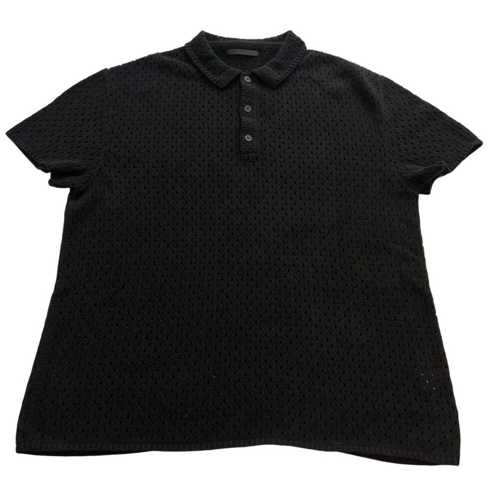 STAMPD Oversized Knit Polo Shirt in Black